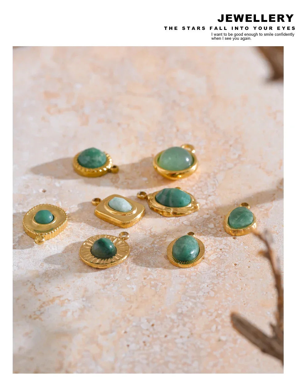 Exclusive Green Natural Stone Necklace Bracelet Charm Pendants Woman's Stainless Steel DIY Jewelry Accessories Wholesale