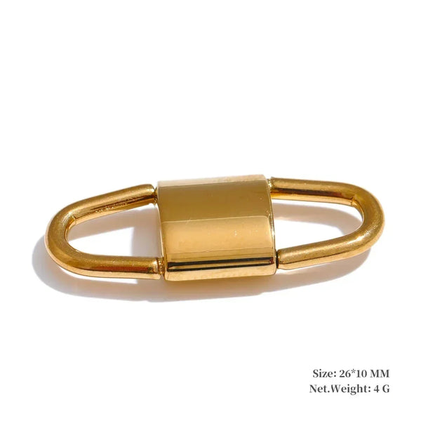 Gold metal clasp on a white background