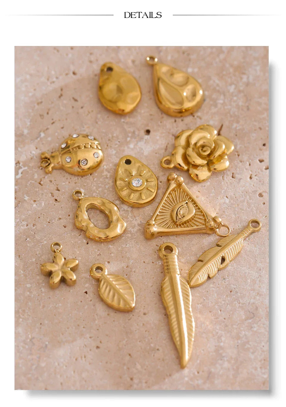 Stainless Steel Metal Leaf Flower Insect Pendants Jewelry DIY Accessories Making Necklace Bracelet Wholesale