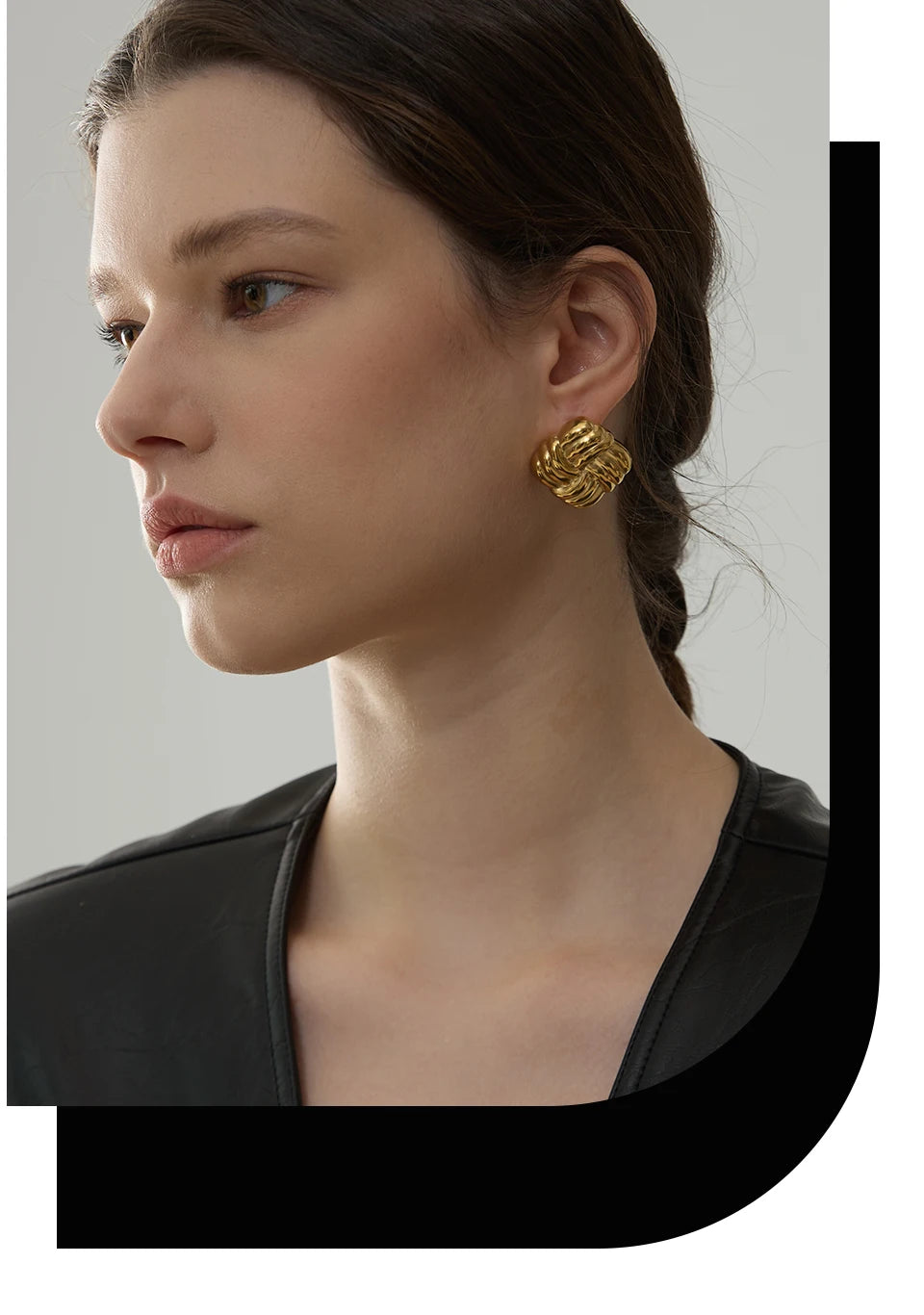 Clous d'oreilles carrés à rayures aqua