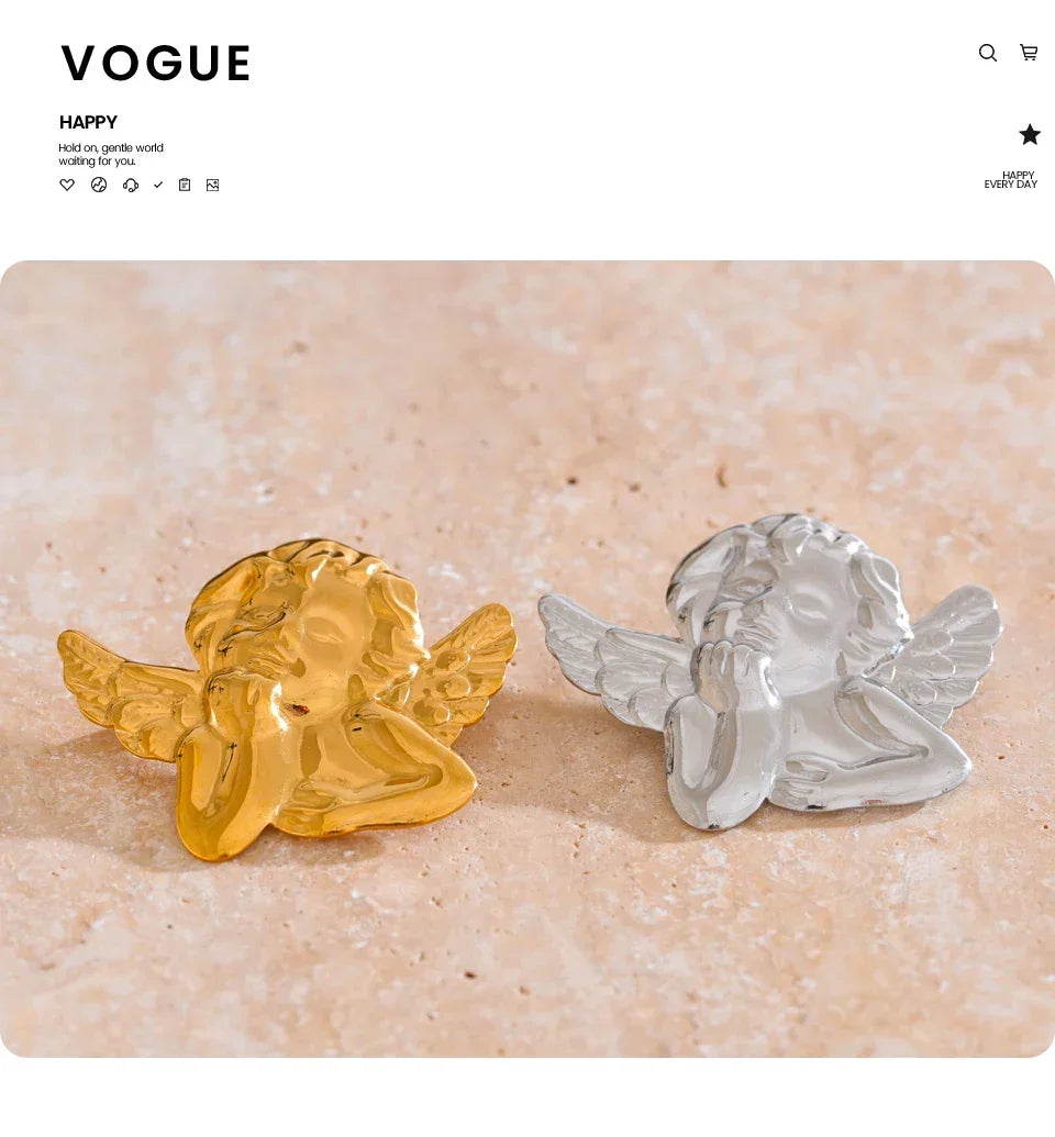 Yhpup Wasserfeste Brosche aus Edelstahl mit Engelsporträt, Unisex, stilvolles und einzigartiges Kostümzubehör