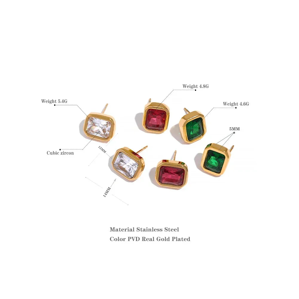 Emerald Elegance Square Studs - TM & Co. Jewels