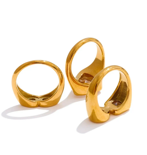 Three gold rings on a white background with 'PHYSICAL DISPLAY' text.
