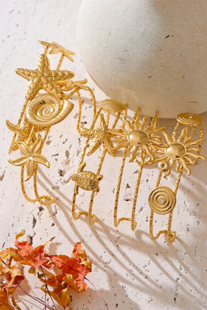 Gold Sea Life Cuff Bracelet