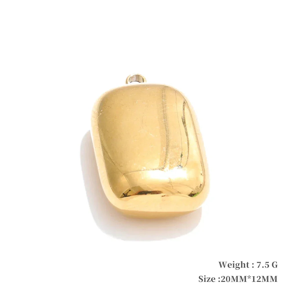 Smooth 316L Stainless Steel Metal Rectangle Waterproof Charm DIY Accessories Handmade Jewelry 18K PVD Plated