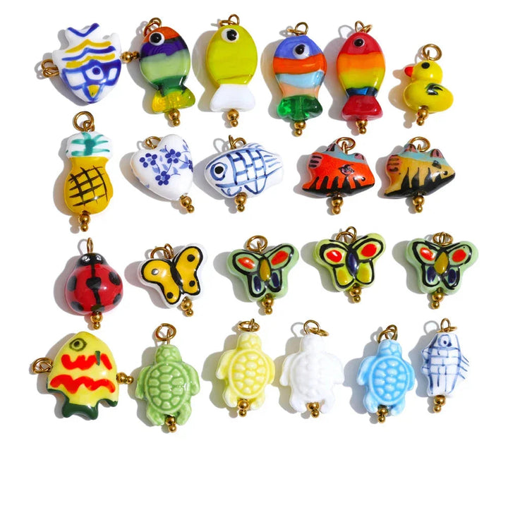 Collection of colorful fishing lures with various designs on a white background.