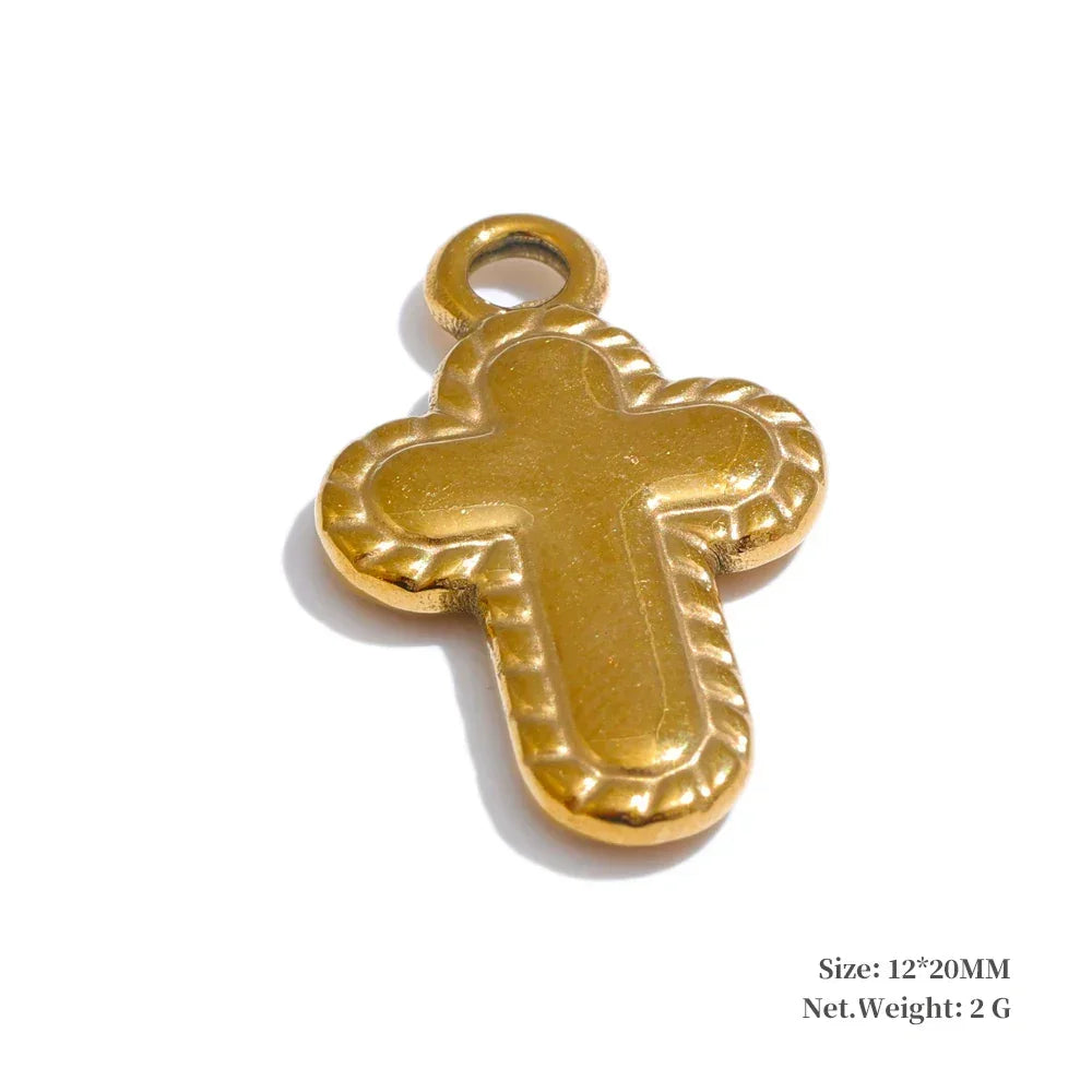 Stainless Steel Metal Flower Cross Pendants Tarnish Resistant DIY Necklace Jewelry Accessories Wholesale Waterproof