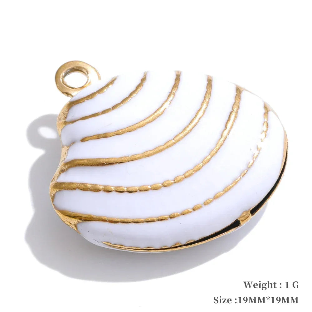 Colorful Enamel Heart Shell Stainless Steel Y2K DIY Making Accessories Handmade Jewelry Wholesale Waterproof