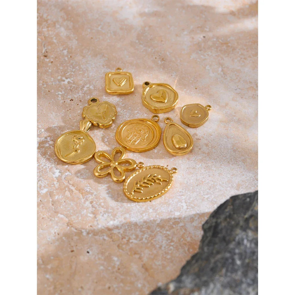 Trendy Stainless Steel Metal Heart Flower Avocado Golden Drop Necklace Bracelet DIY Pendants Accessories Making Waterproof