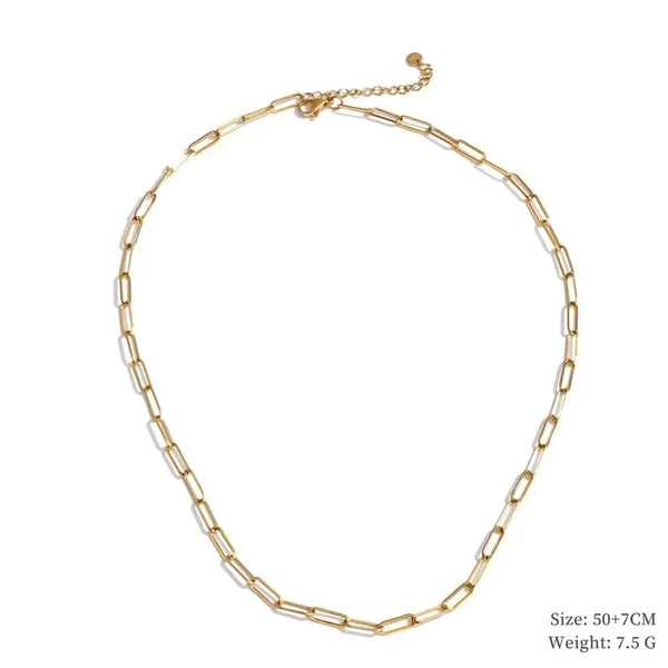 Gold chain necklace on a white background