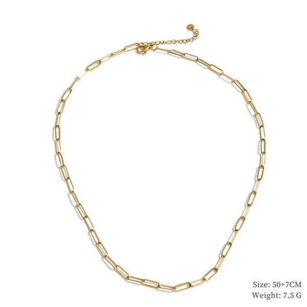 Gold chain necklace on a white background