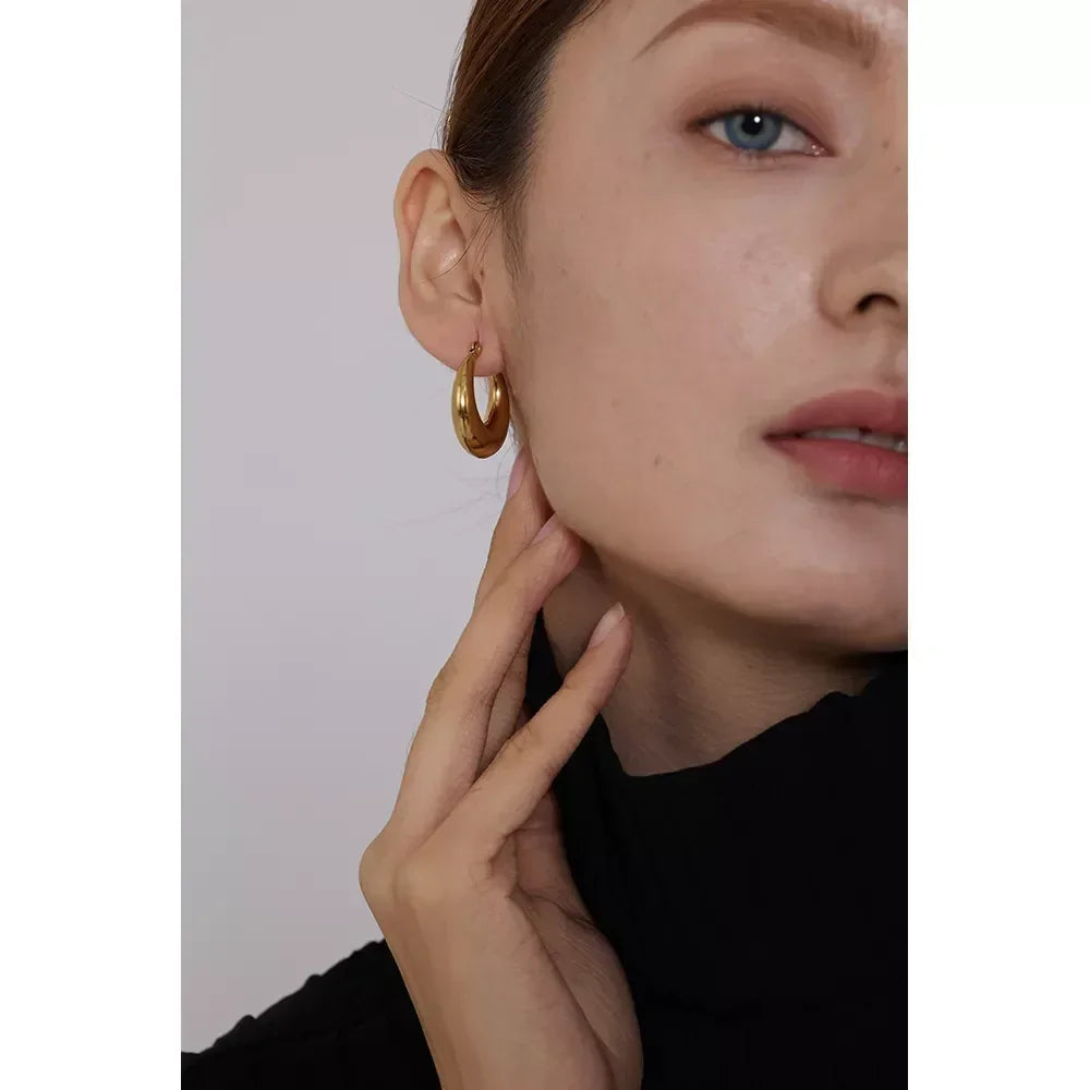 Modern Edge Golden Hoops - TM & Co. Jewels