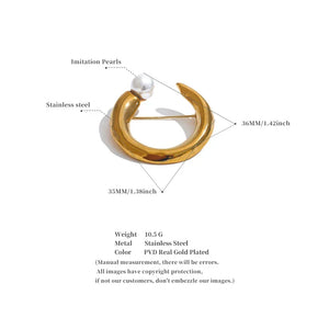 U-Shape Pearl Brooch - TM & CO. JEWELS 