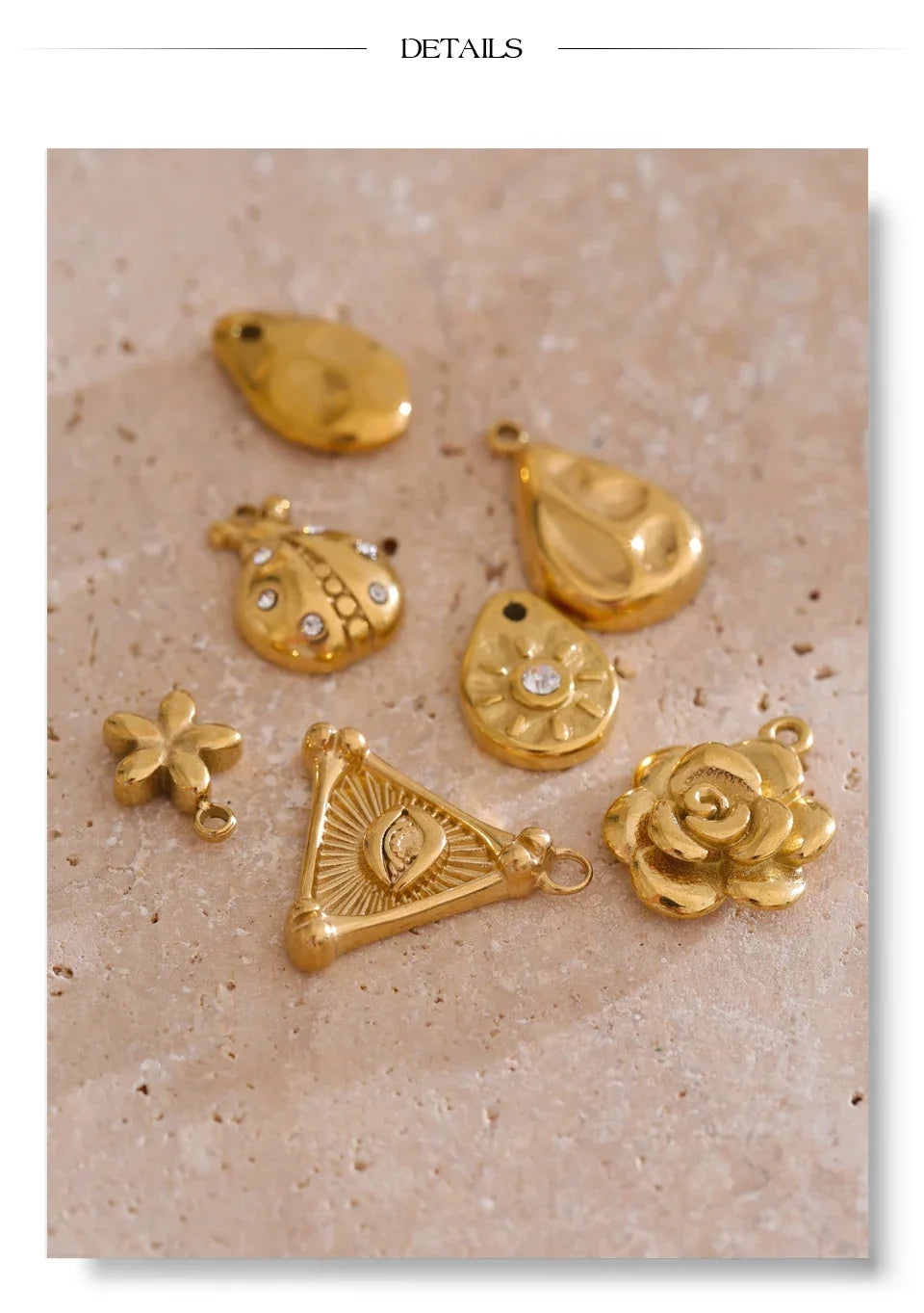 Stainless Steel Metal Leaf Flower Insect Pendants Jewelry DIY Accessories Making Necklace Bracelet Wholesale