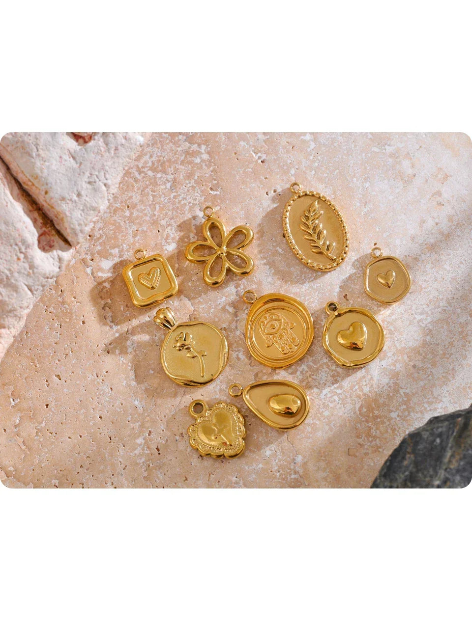 Trendy Stainless Steel Metal Heart Flower Avocado Golden Drop Necklace Bracelet DIY Pendants Accessories Making Waterproof