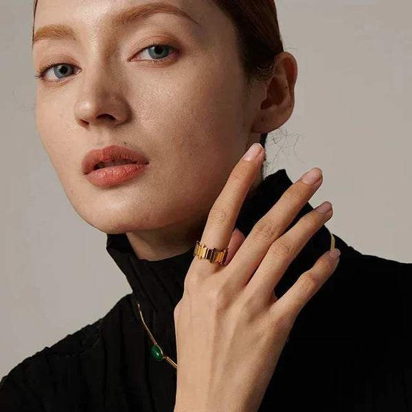 Golden Edge Geometric Ring - TM & Co. Jewels