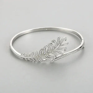 Clear Silver Feather Band - TM & CO. JEWELS 